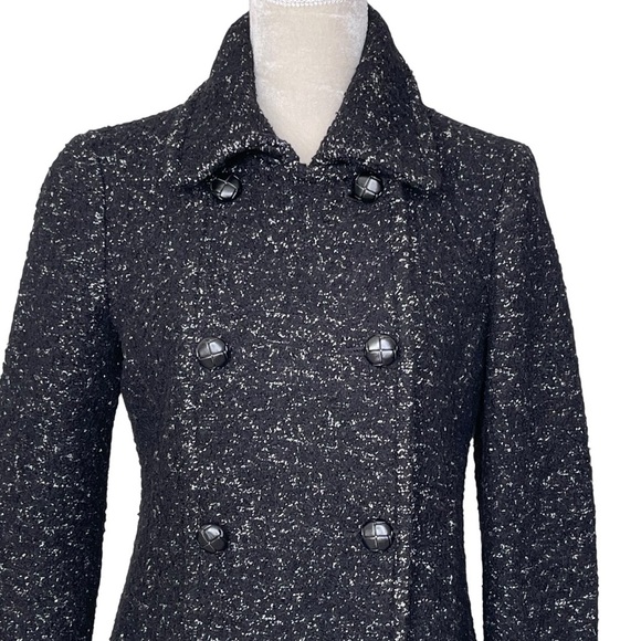 Express Wool Blend Double Breasted Coat Women’s Size S Black White Fall Winter - Picture 2 of 8